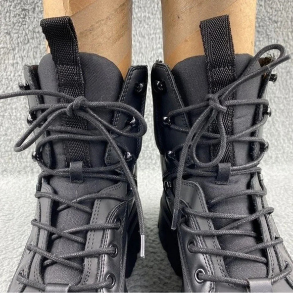 ZARA CHUNKY Ankle Womens‎ 9 Boots Black Combat Shoes Lace Up Platform Wedge - Picture 12 of 16